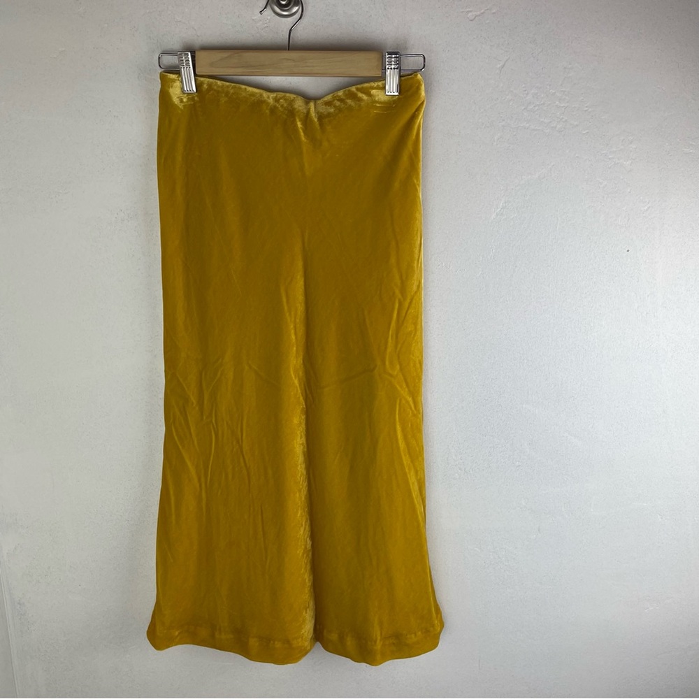 Anthropologie Golden mustard velvet Maxi Skirt